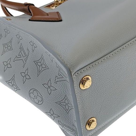 Louis Vuitton On My Side MM Leather Monogram Mahina Blue Oramp Shoulder Bag - Picture 7 of 11